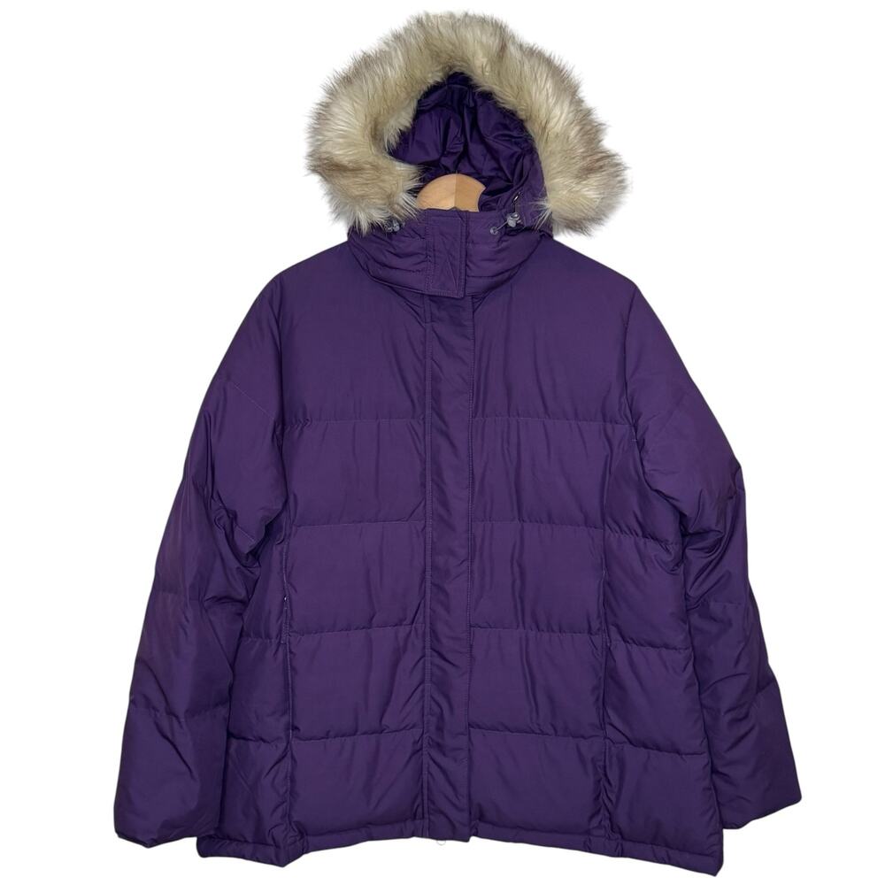 L.L. Bean Purple Women's XL Ultrawarm Down Filled Fur Hood Jacket